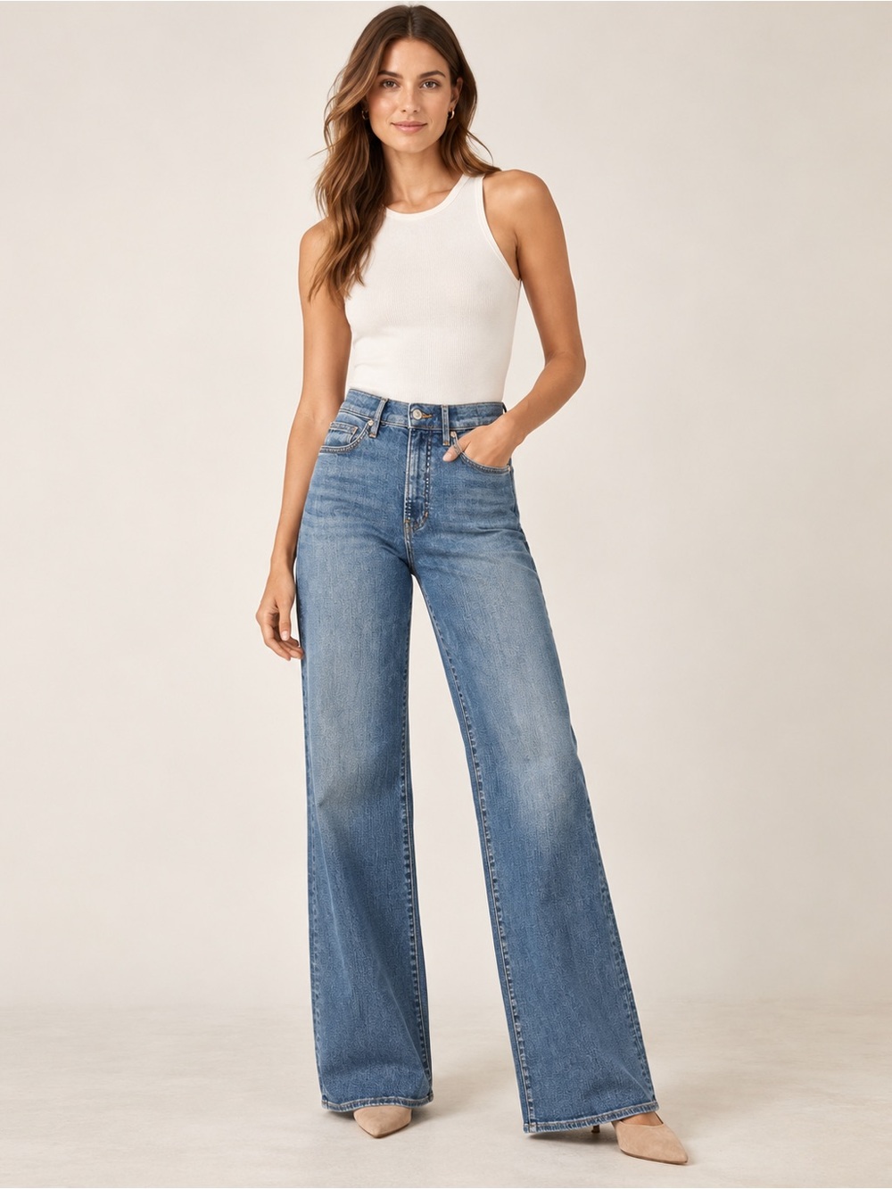 Veronica Beard Crosbie High Rise Wide Leg Jeans Womens 28 Denim Blue NWT